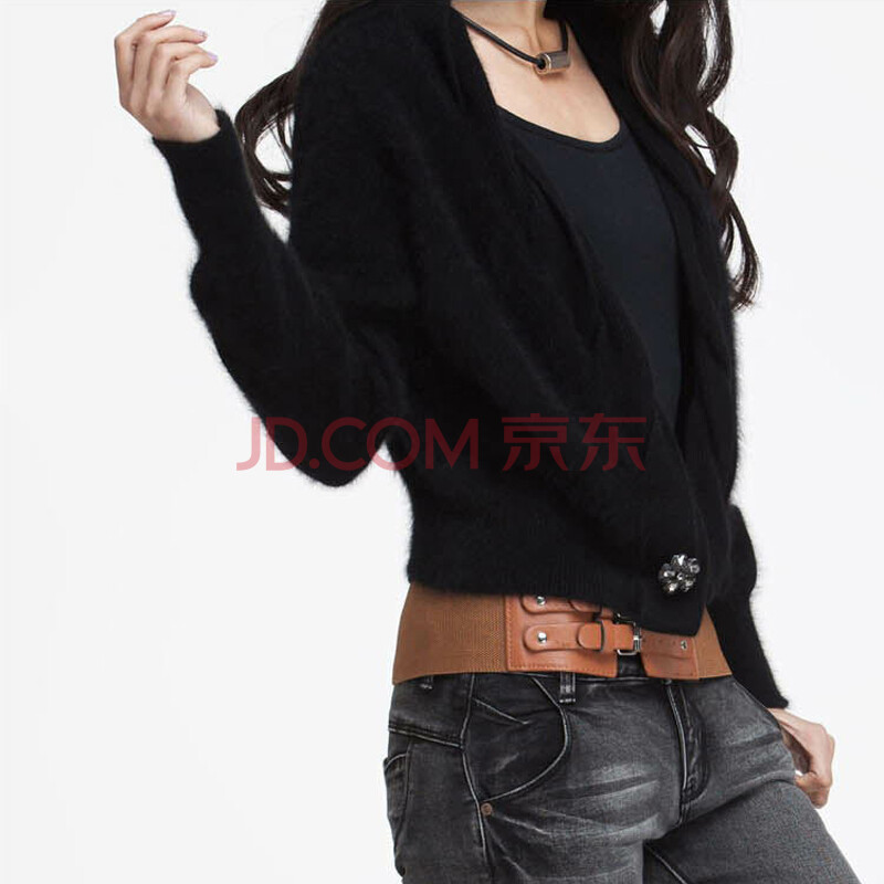 014秋装新款长毛貂绒<em>针织开衫短款小外套</em>女针