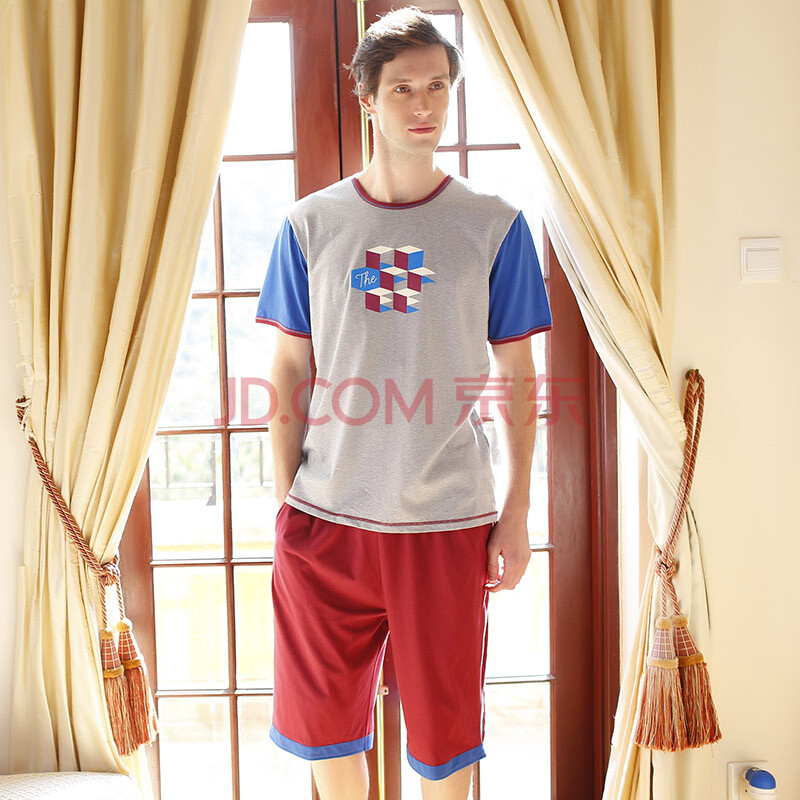 <em>美标</em>2014夏新款<em>男士</em>家居服<em>纯棉</em>几何印花休闲
