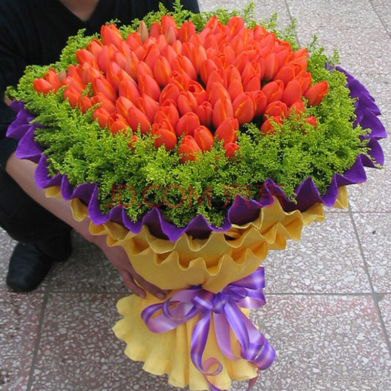朵美鲜花全国速递橙色郁金香生日鲜花郁金香花束北京鲜花速递情人节
