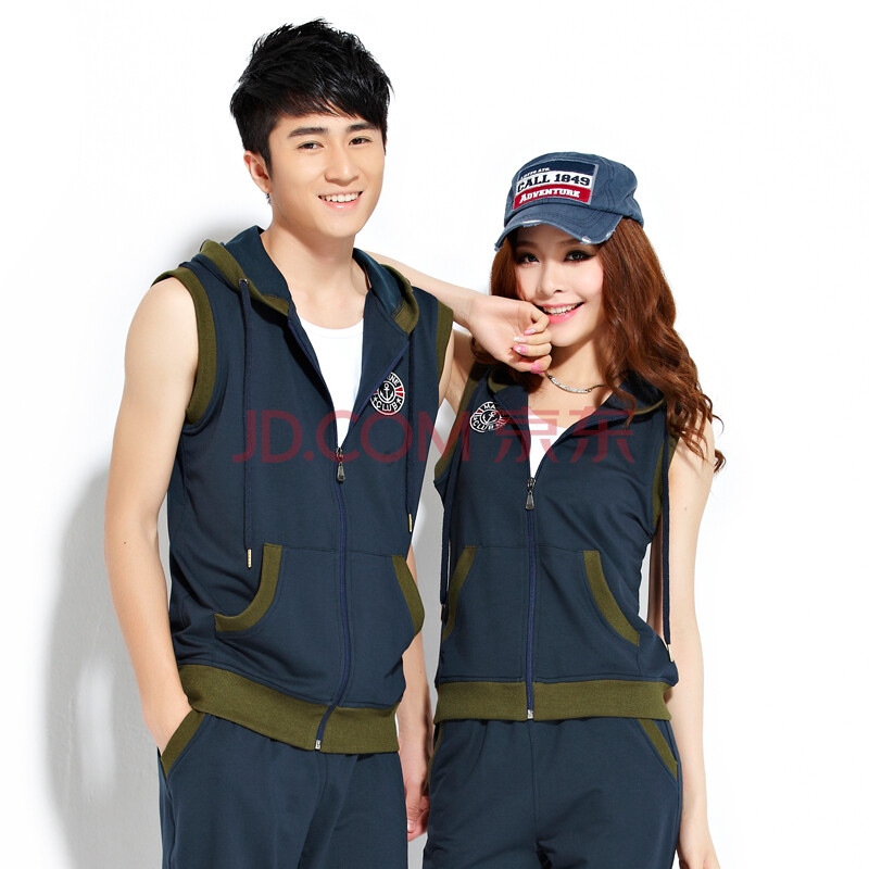 货到付款2014夏款无袖连帽<em>卫衣开衫长</em>卫裤情