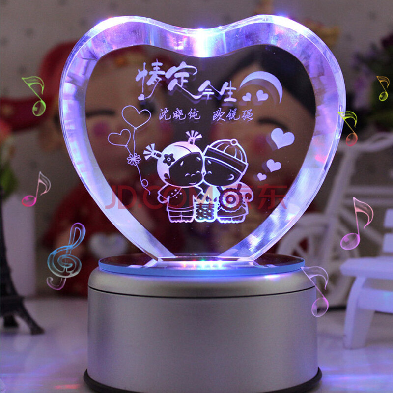 礼无忧 情定今生【音乐款】diy定制水晶内雕摆件 生日礼物送男女友