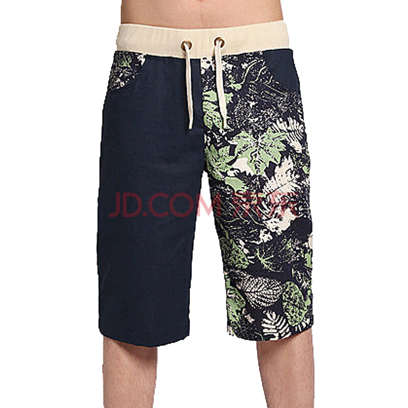 装新款 百搭个性印花大码男士系带休闲<em>短裤L</em>0
