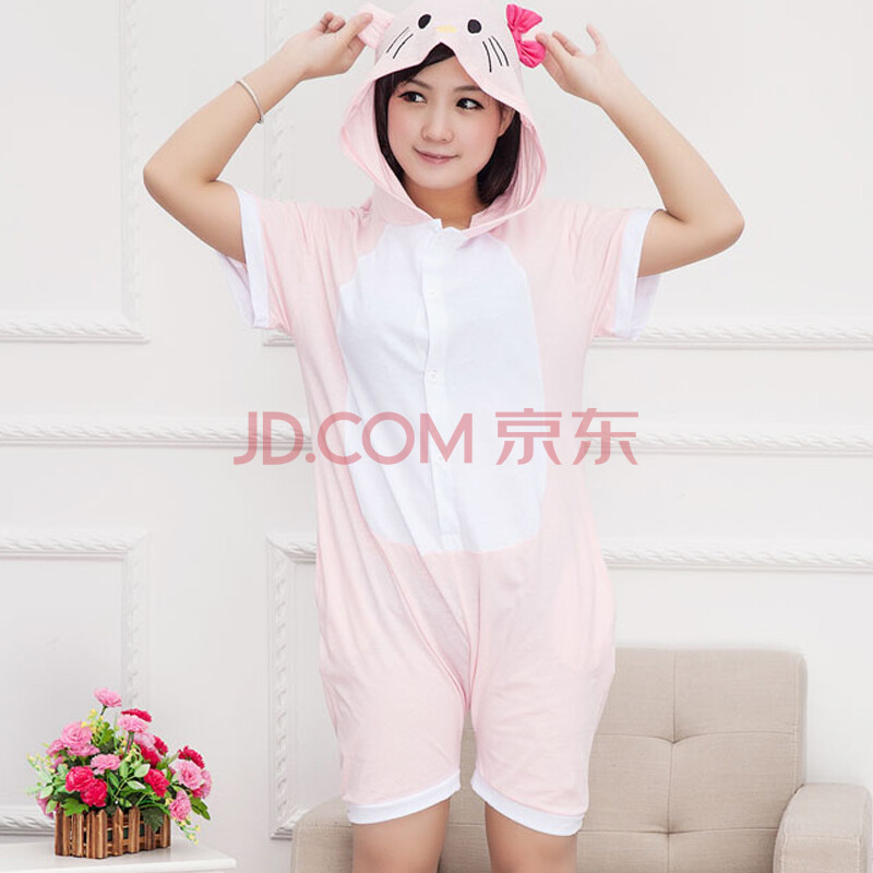 夕昧2014夏装新款动物 KT猫<em>连体睡衣</em>男女个性