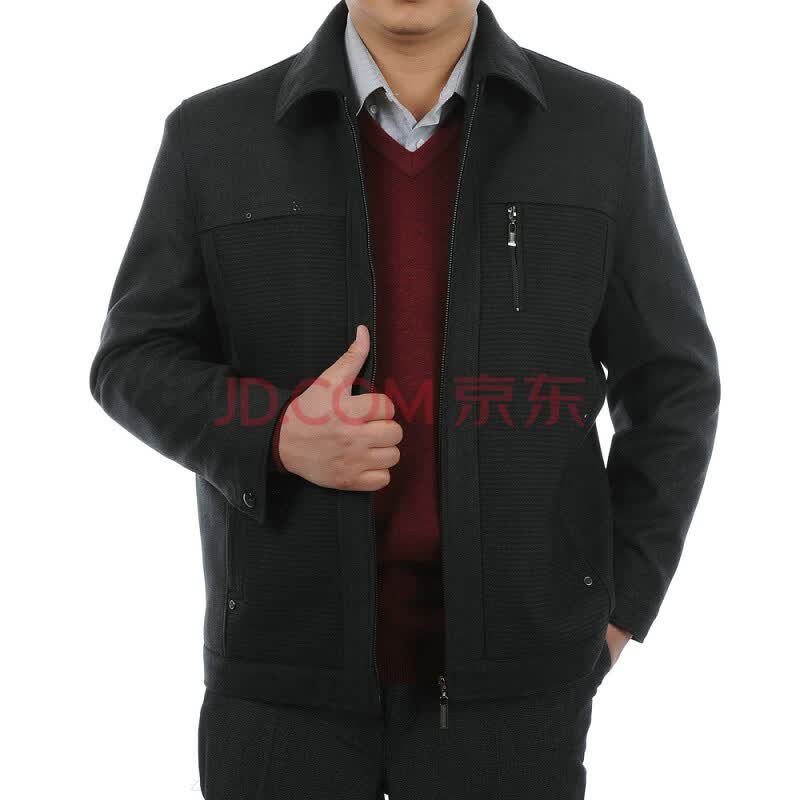 沃尔沐 中<em>老年男装</em>秋装<em>外套</em> 中年男士夹克翻领