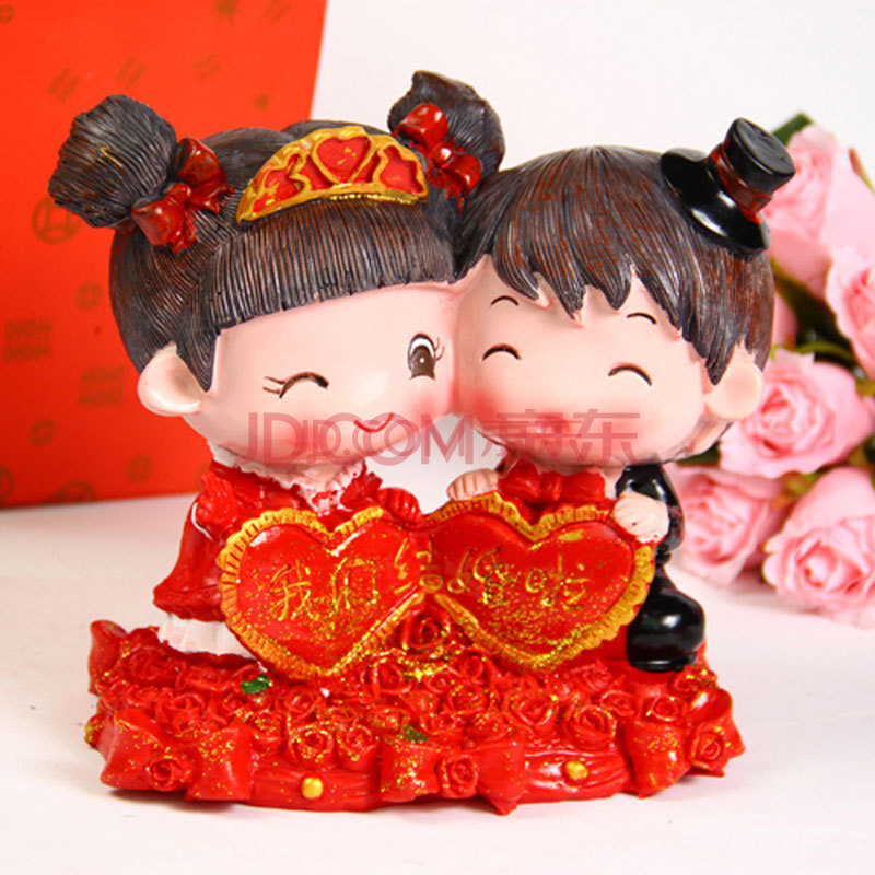 中国风婚庆摆件人偶摆件情人节礼物 幸福美满 新婚时尚送礼品婚庆台灯