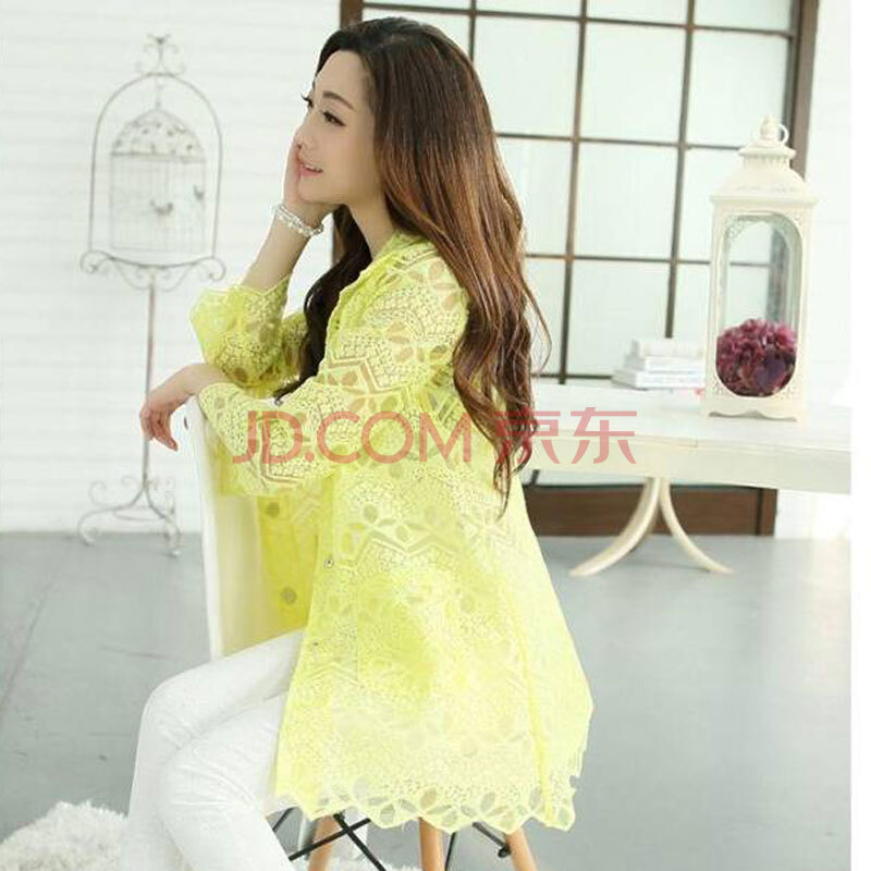 欣语晴2014<em>夏装</em>新款韩版女装蕾丝<em>开衫</em>外套中