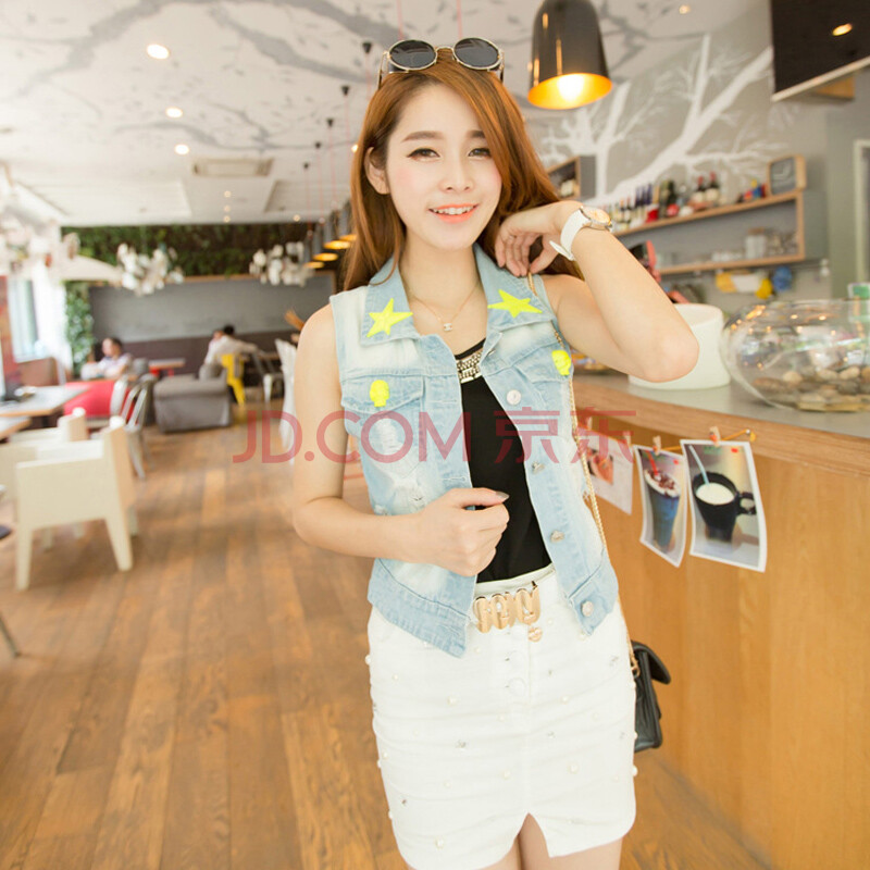 美德曼蒂2014年夏季新款 牛仔<em>马甲马夹</em> 星星装