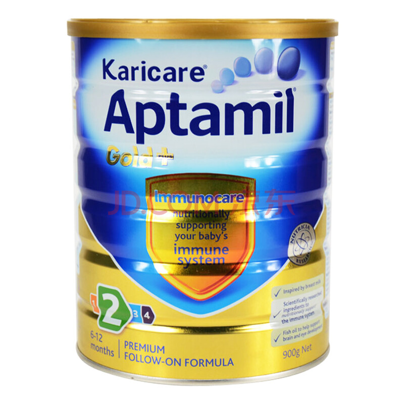 Karicare Aptamil 新西兰金装加强奶粉 2段 900g(箱装,共4罐)图片-京东商城