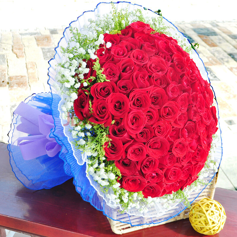 鹊缘99朵红<em>玫瑰</em>花束<em>送</em>爱人<em>送女友</em>纪念日情人