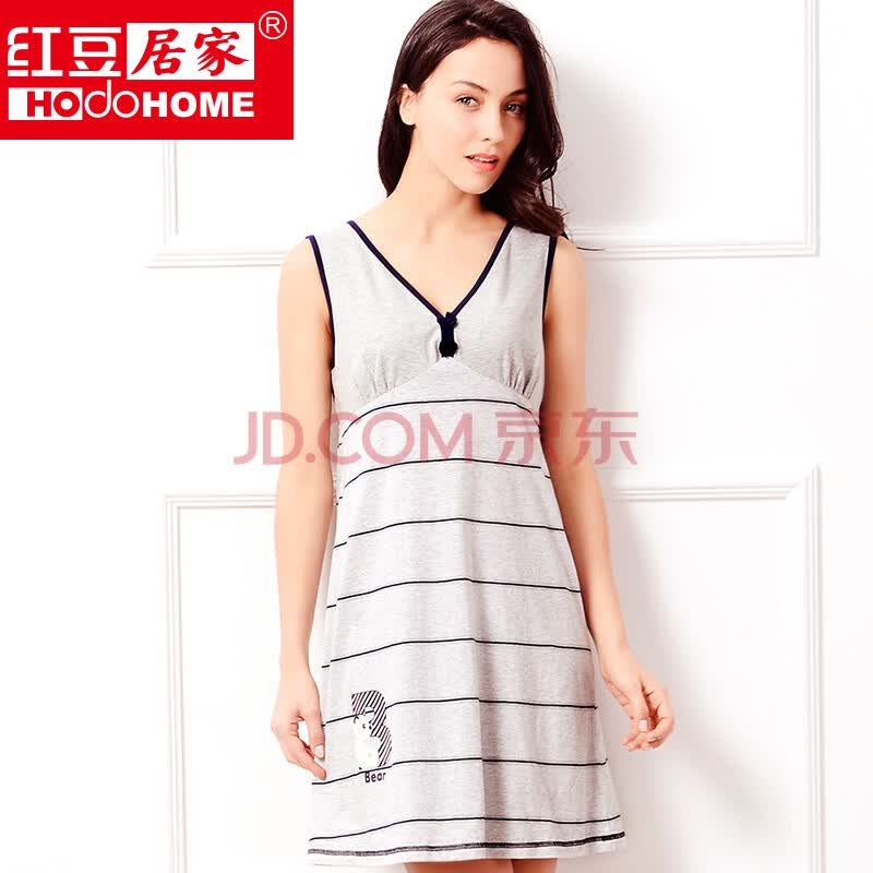 红豆居家 无袖<em>睡衣</em>夏季女士家居睡裙女纯棉卡