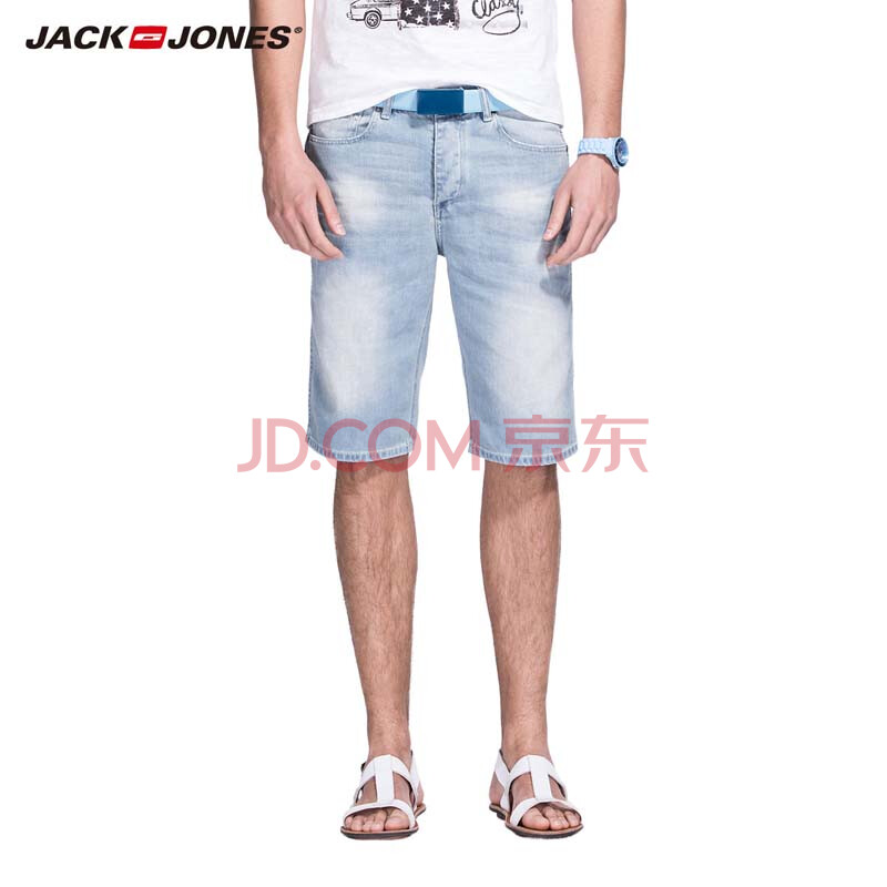JackJones时尚休闲含莱卡<em>男士低腰牛仔短裤</em>O