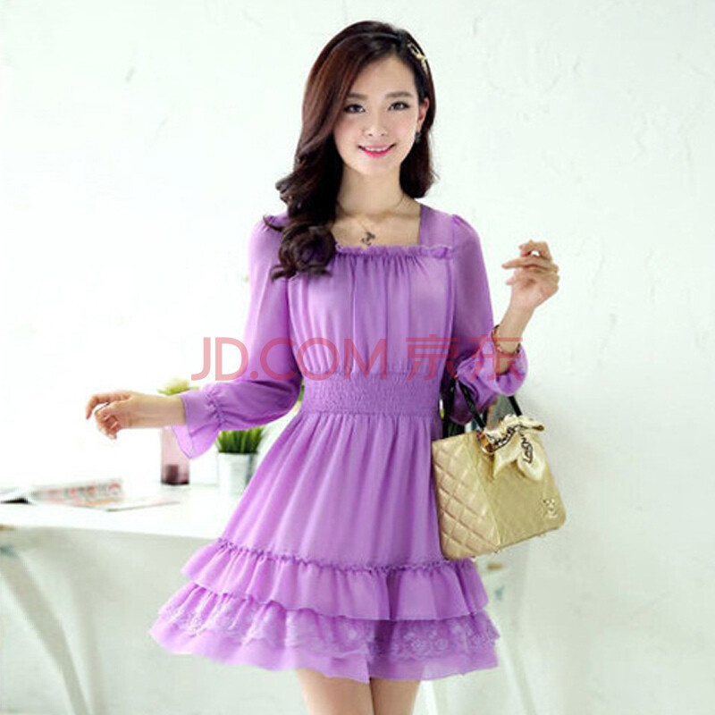 连衣裙紫色夏装时尚 40岁女装夏装连衣裙