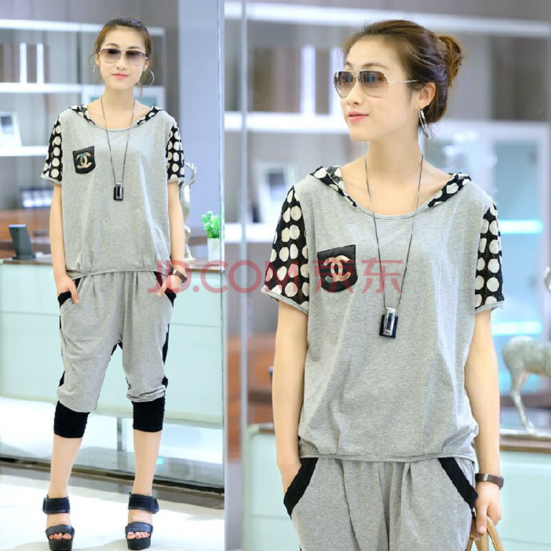 2014新款春夏装大码运动休闲<em>套装女夏</em>短袖T恤