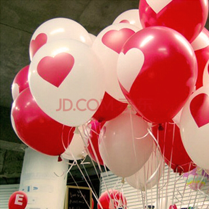 红色爱心12寸韩国印花乳胶气球10个装 出口欧美 时尚创意婚礼用品批发