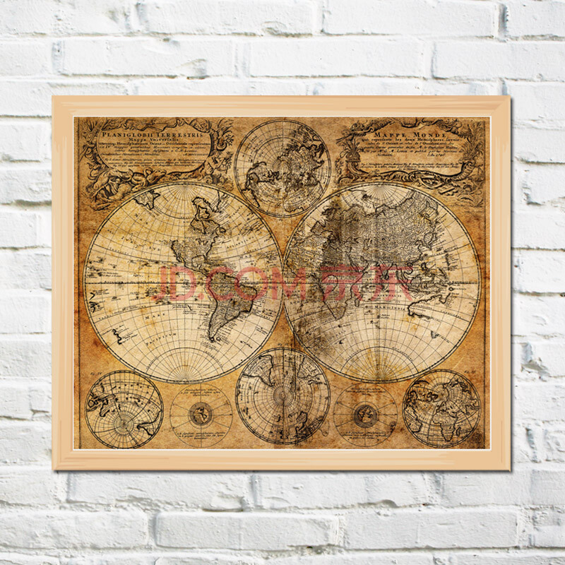 良木创意英文字母世界地图有框画 中国地图挂