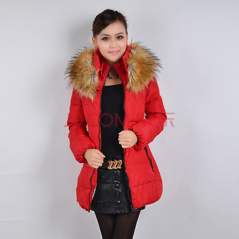 女装加厚棉衣2015新款冬装外套女韩版修身棉服中长款冬季大码棉袄 红