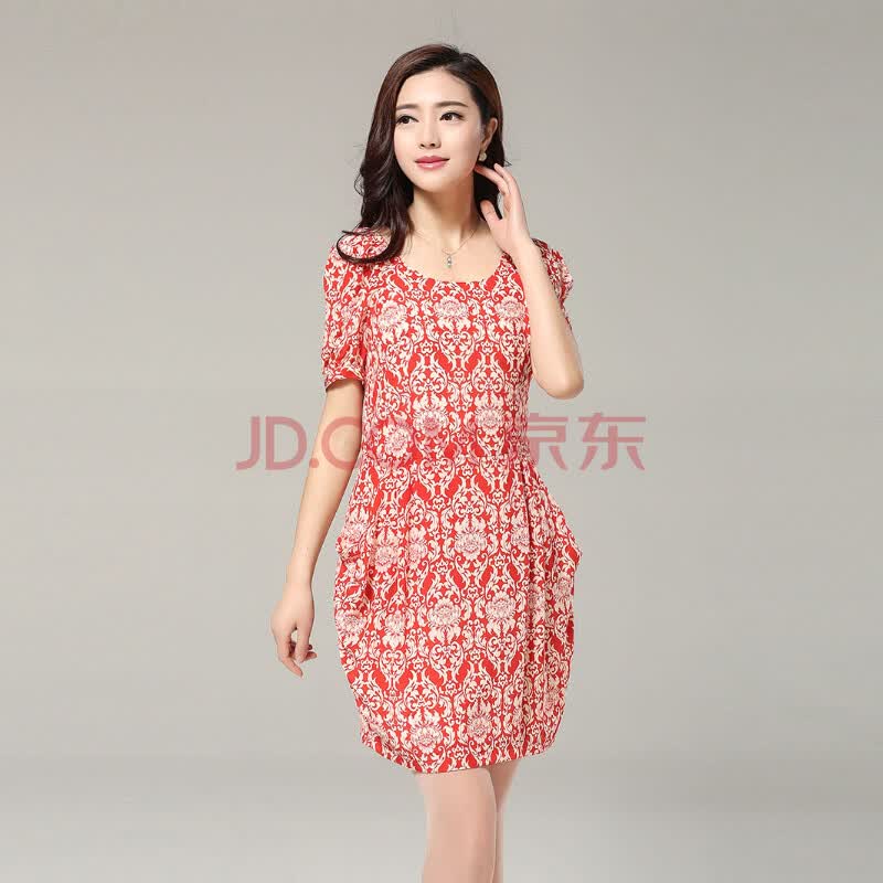 清新怡人新款<em>女夏装</em>2014<em>真丝</em>连衣裙 大牌青花