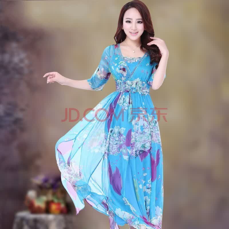 忆裳媚儿2014夏装新款女装高端真丝<em>连衣裙</em>雪