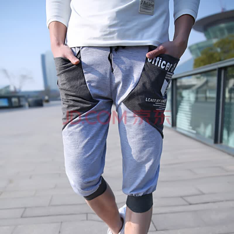 爱思韩 货到付款 撞色拼接<em>马裤2014</em>夏季新品男