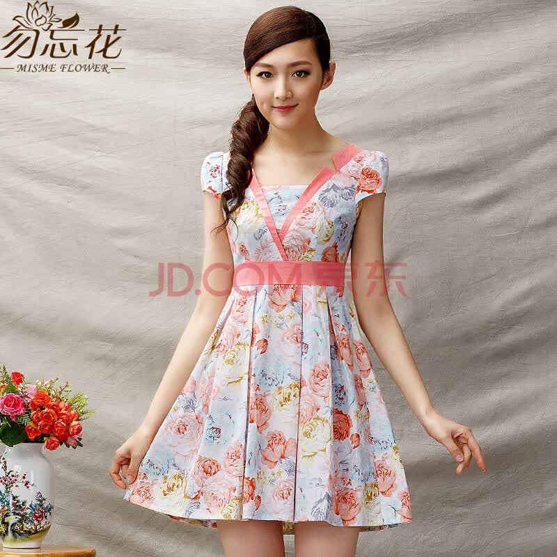 <em>勿忘花</em> 2014夏装新款女装 棉质花裙淑女气质连