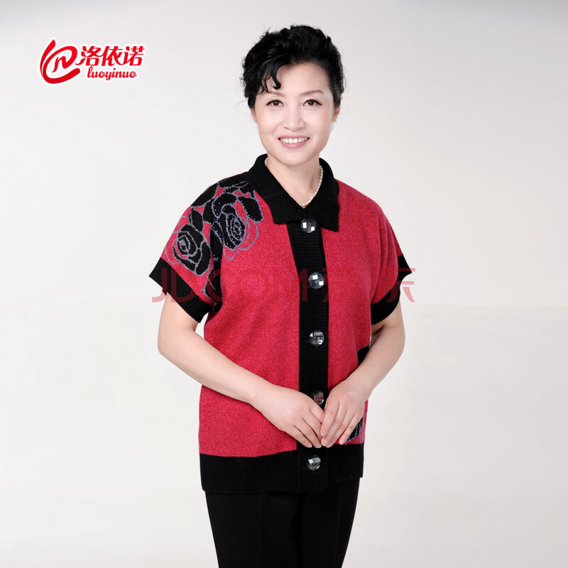 女士中老年短袖羊绒衫 洛<em>依诺</em>正品特价坎肩马
