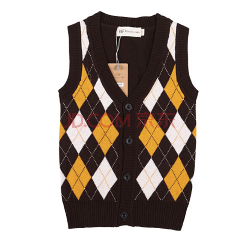 男童毛线背心纯棉<em>儿童针织马甲</em>毛衣<em>开衫</em>菱形图
