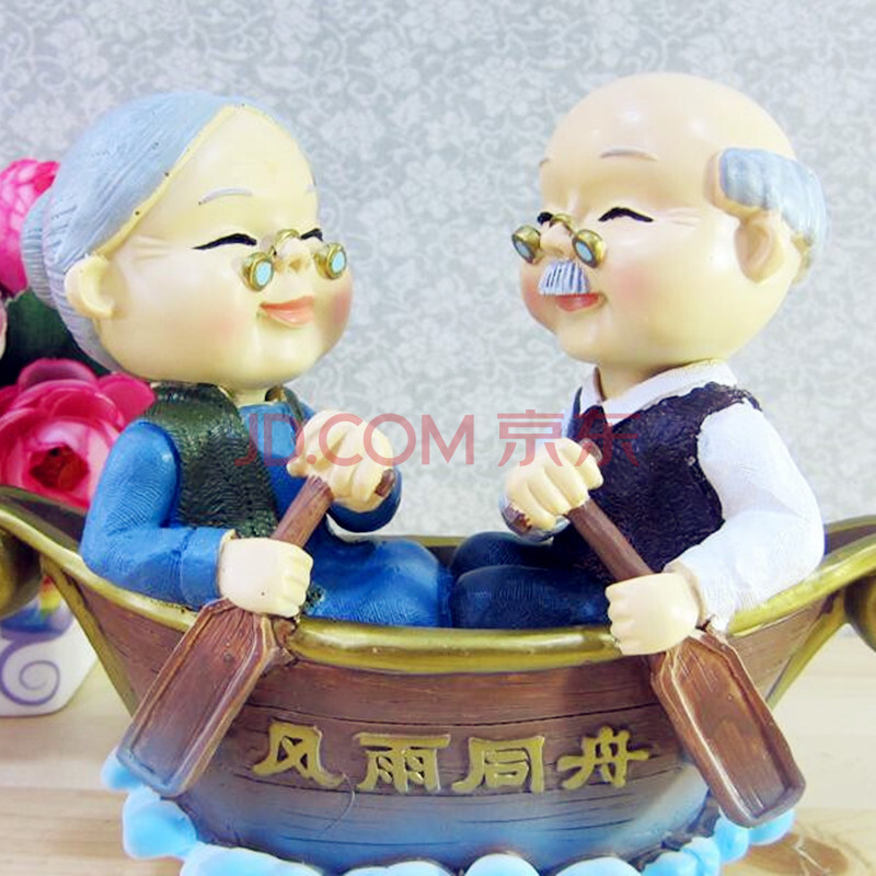 美乐风尚 创意结婚树脂摆件 风雨同舟 情侣摆件 家居工艺品金婚纪念日