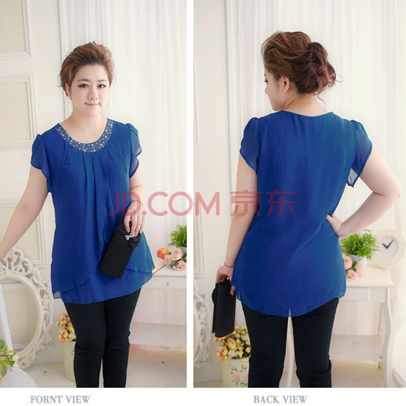 NOS 2014新款加肥加大胖<em>女生大码装</em> 韩版短袖