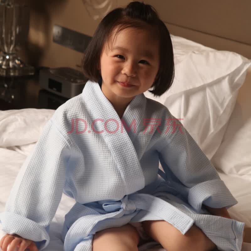 锦心家纺 纯棉儿童浴衣浴袍 <em>全棉睡袍</em>华夫格<em>男</em>