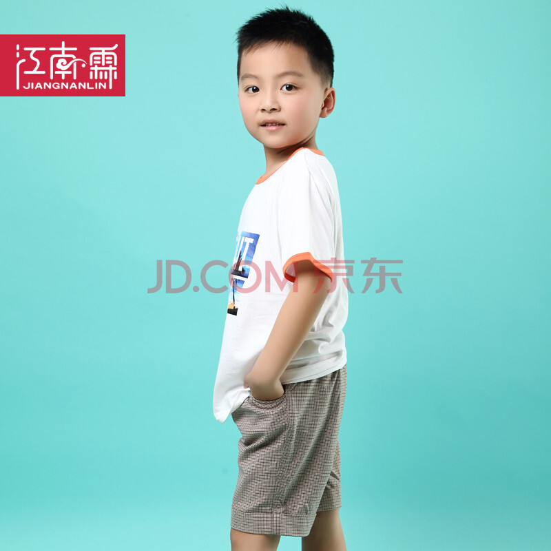男童全棉短袖T恤<em>短裤</em>套装<em>江南</em>霖夏季新款字母