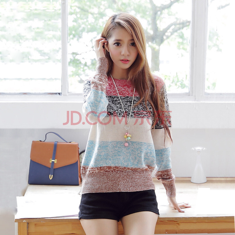 朵黎2014春装新款<em>韩版</em>女装<em>毛衣条纹</em>宽松打底