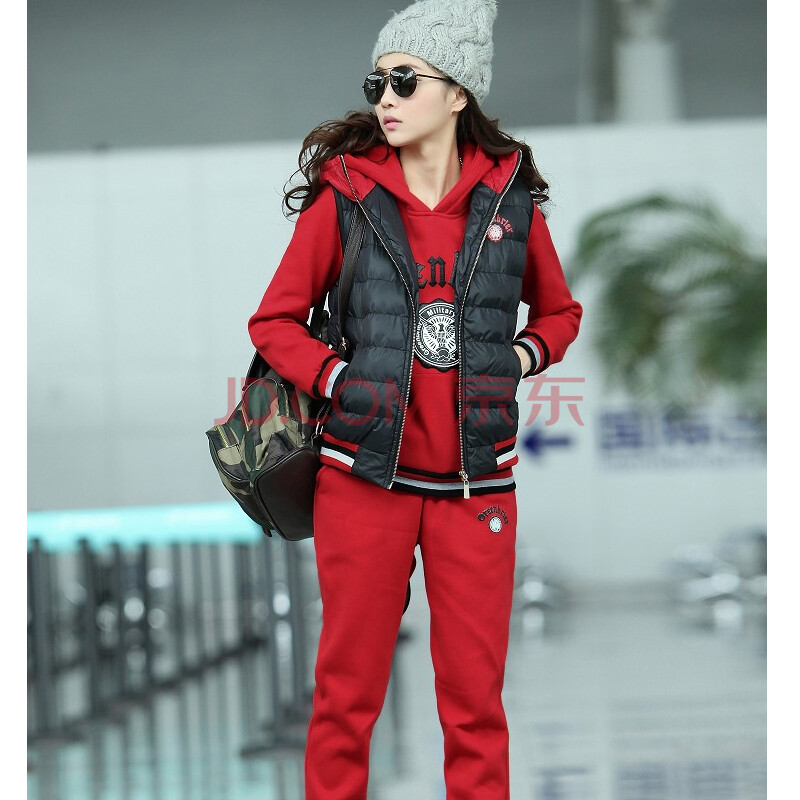 2013秋冬 韩版女装加厚卫衣套装 <em>棉马甲</em>颜色可