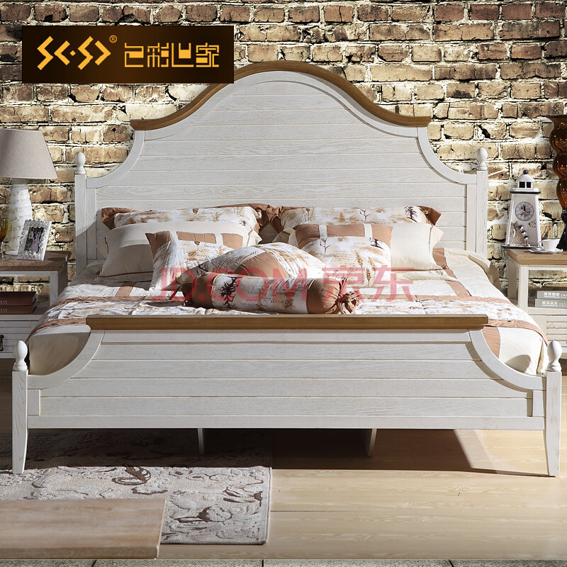 色彩世家家具 地中海家具 实木床 实木双人床 木
