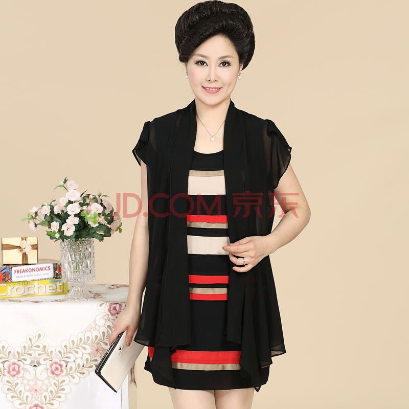 中老年女装真<em>两件套连衣裙</em>中年服装2014夏装