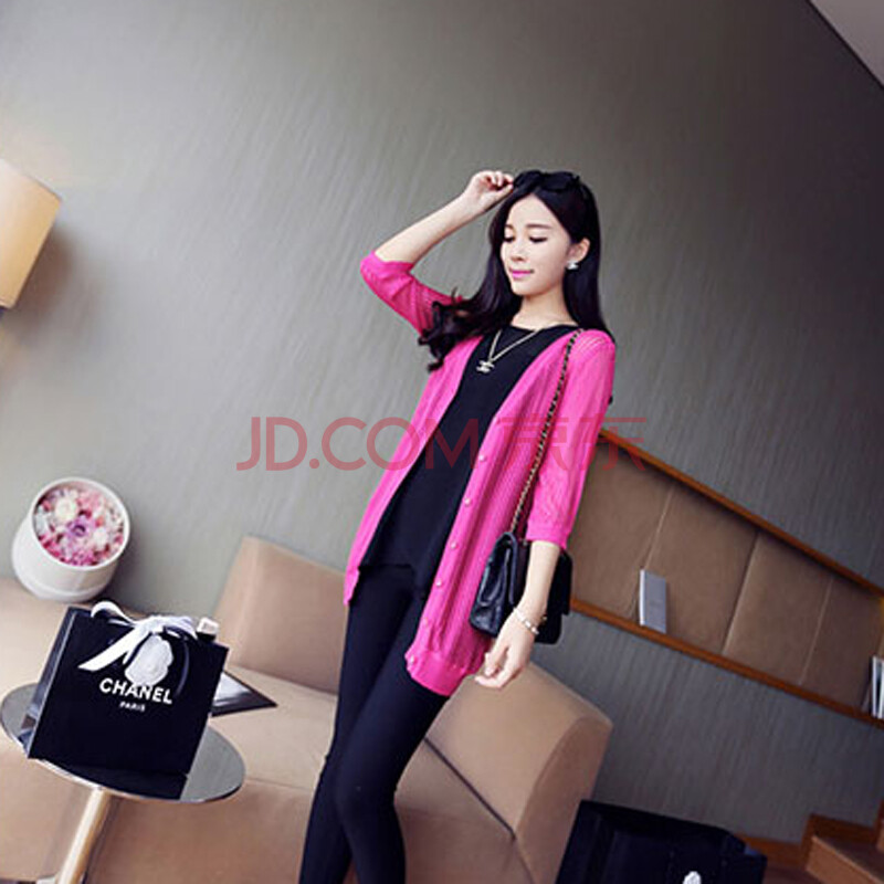 娅世荔 2014新款 美竖条镂空<em>开衫针织衫</em> y300