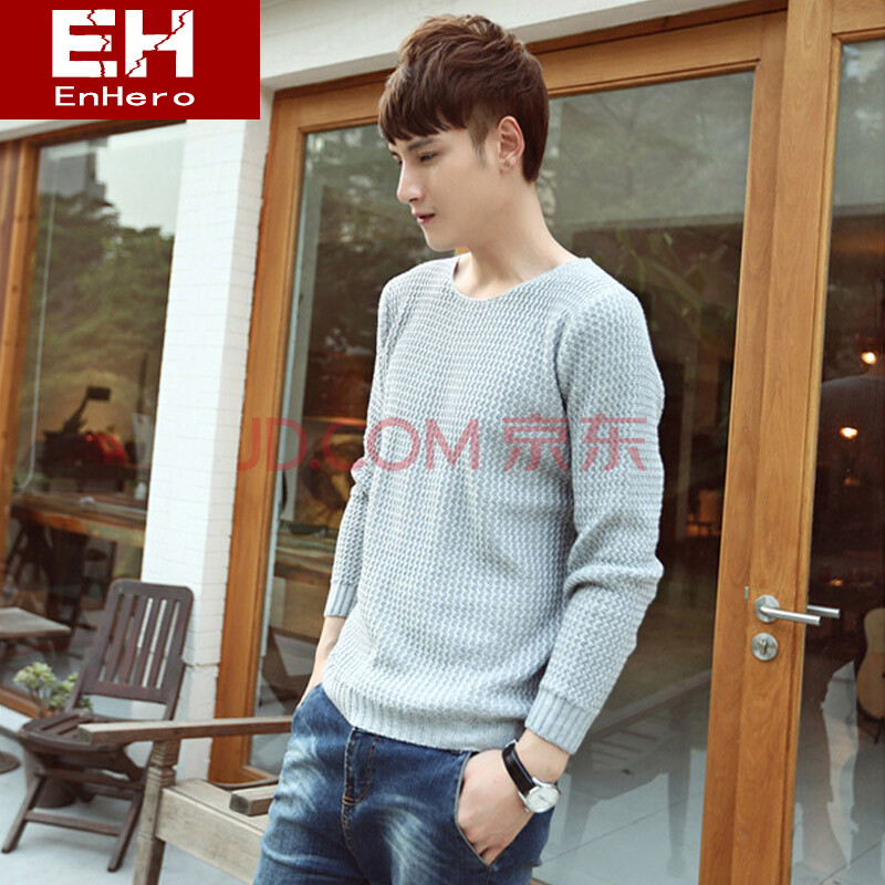 2014新款<em>男士</em>针织衫 <em>搭配衬衫</em>圆领T恤套头修