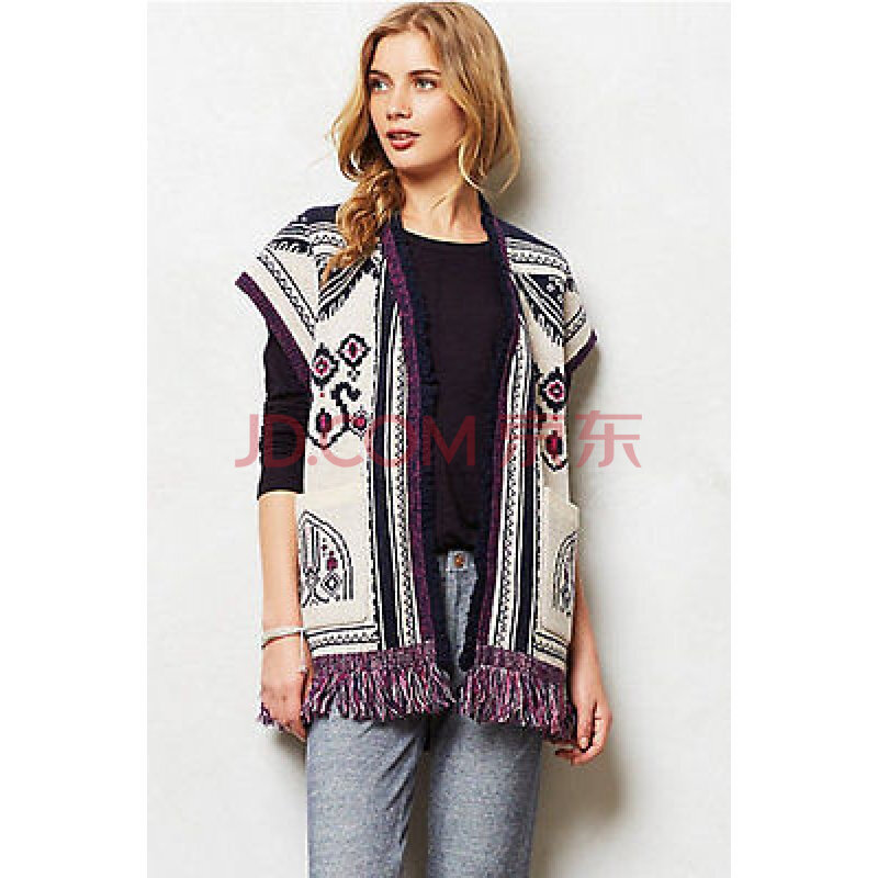 Anthropologie <em>女士短袖开衫</em>图案毛衣 S图片-京