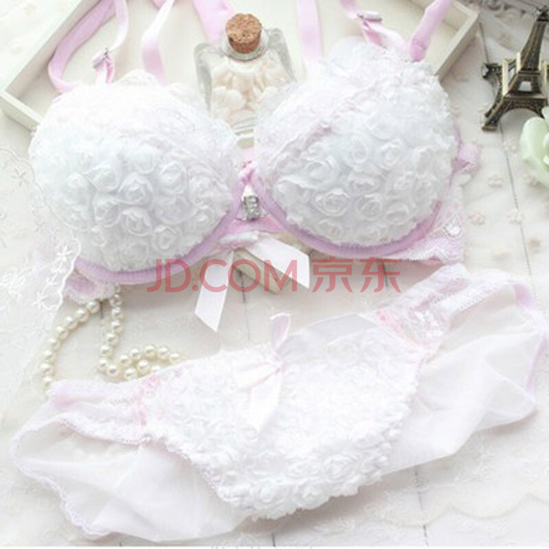 支持<em>货到付款</em> 枫故 前扣美背少女<em>文胸</em>套装 蕾丝