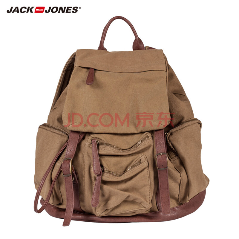 jackjones杰克琼斯 时尚休闲纯棉男士双肩背包i|213499001 080棕色图片