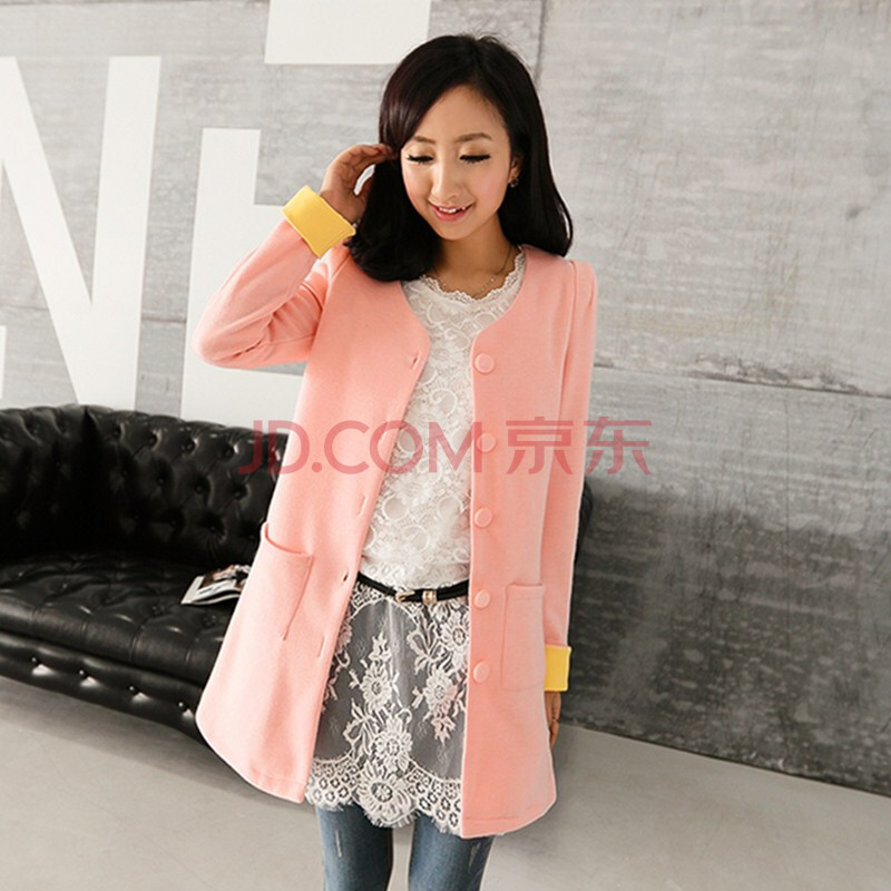 布妮艾丽斯+2014春装新款一排扣<em>开衫</em>韩版时尚