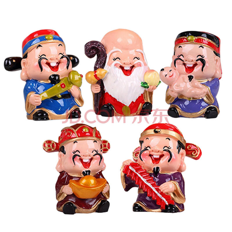 福禄寿喜财公仔摆件