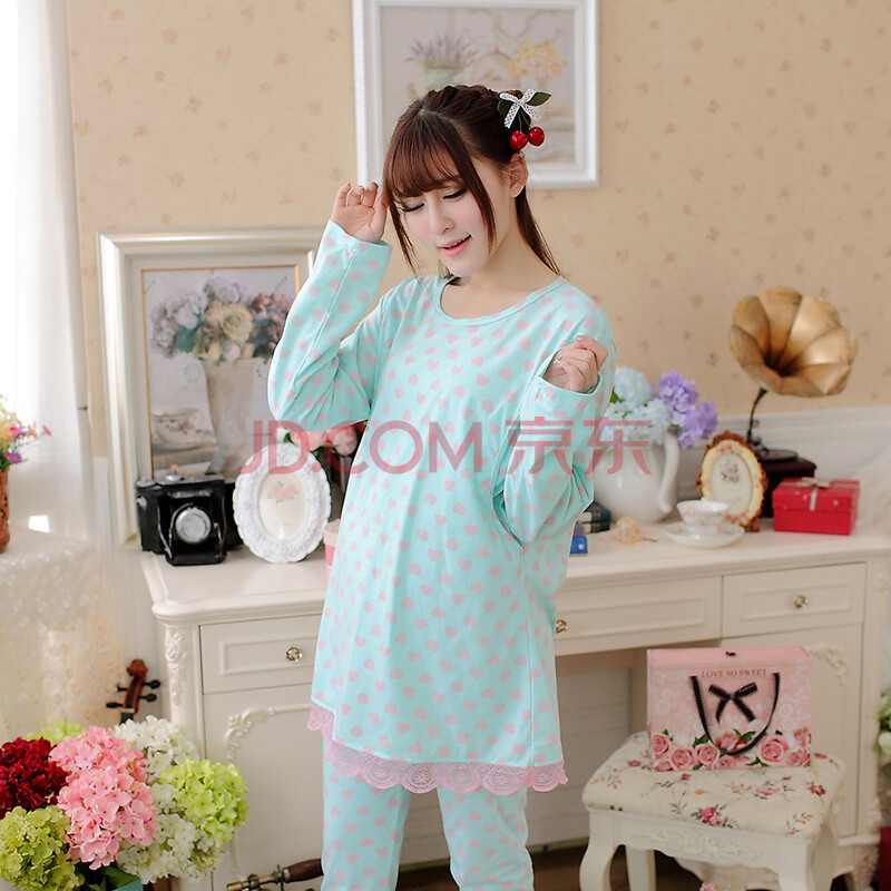 心仪树 货到付款哺乳<em>睡衣女</em>夏季<em>韩版</em>中<em>长款</em>薄