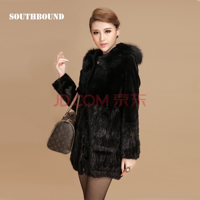 獭兔毛整皮皮草拼<em>貂女</em>外套