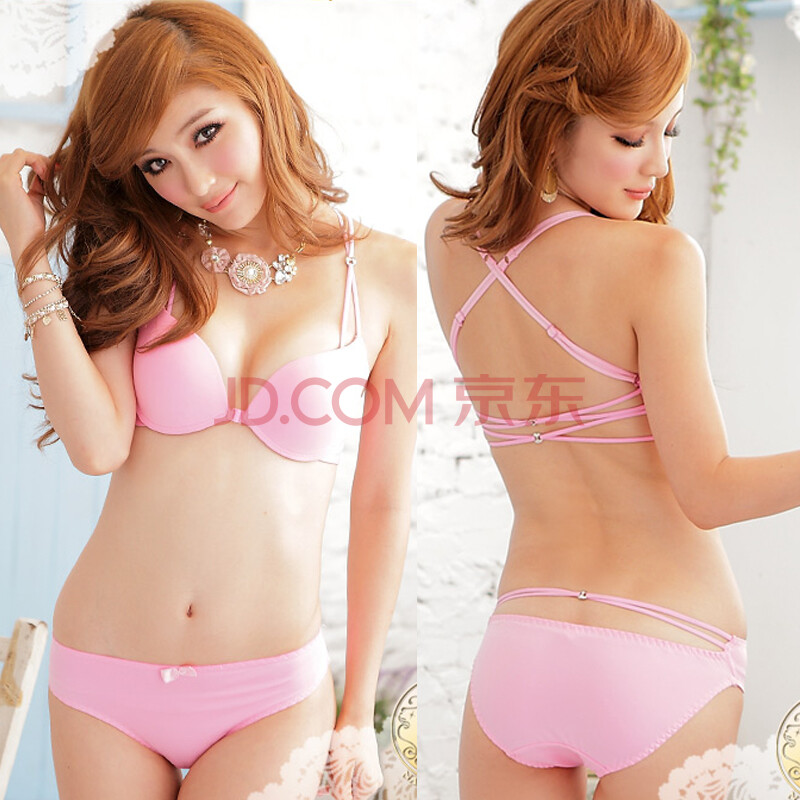 <em>文胸</em>套装 前扣交叉美背<em>胸罩</em> 性感可爱少女内衣