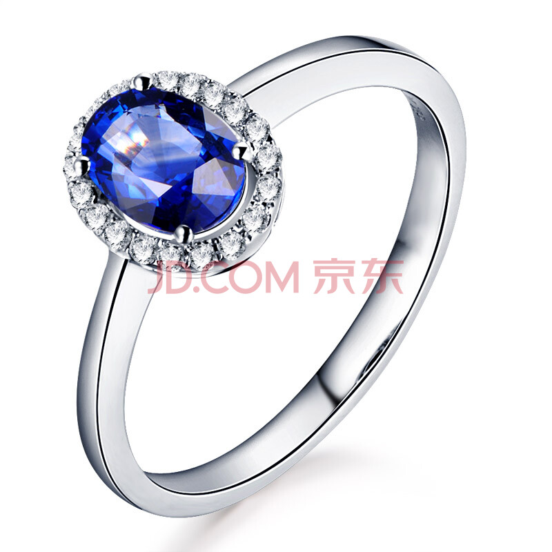 菲钻18k白金天然矢车菊 蓝宝石结婚女戒/婚戒彩色宝石