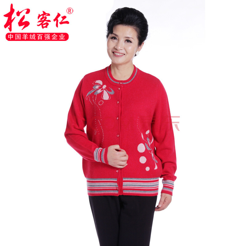 松客仁 羊绒衫 女士<em>羊毛</em>衫<em>开衫</em> 圆领<em>短款</em>针织毛