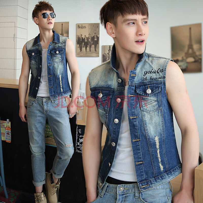 破修身<em>牛仔马甲</em>