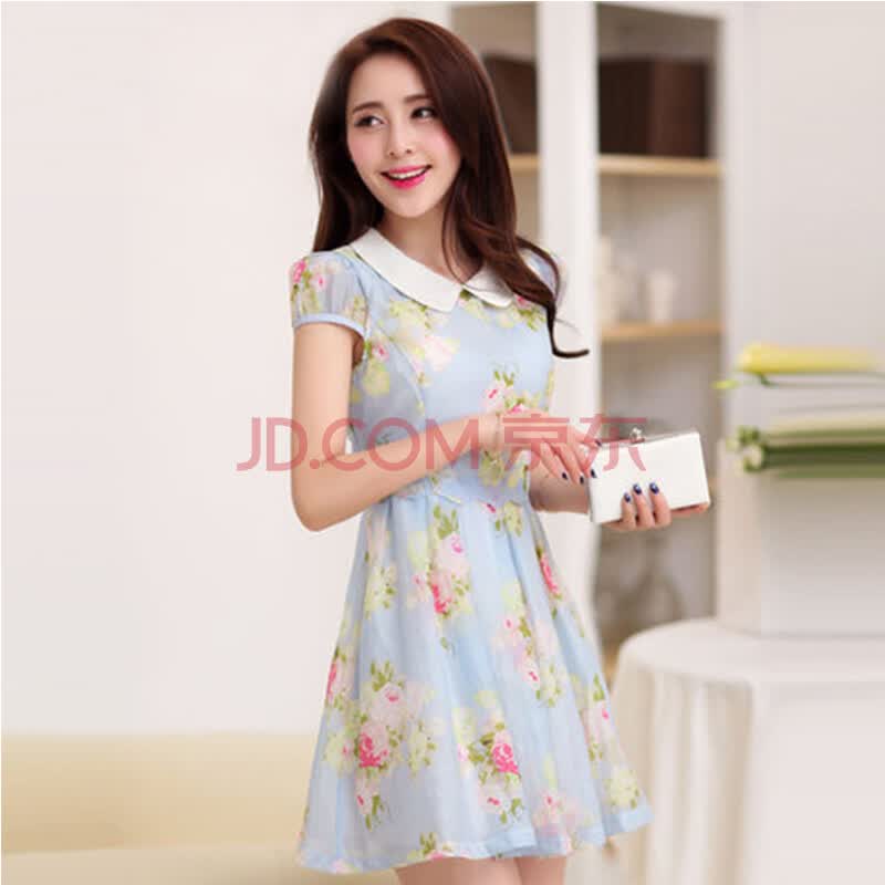 天使<em>保镖</em> 2014夏装新品 韩版雪纺碎花娃娃领淑