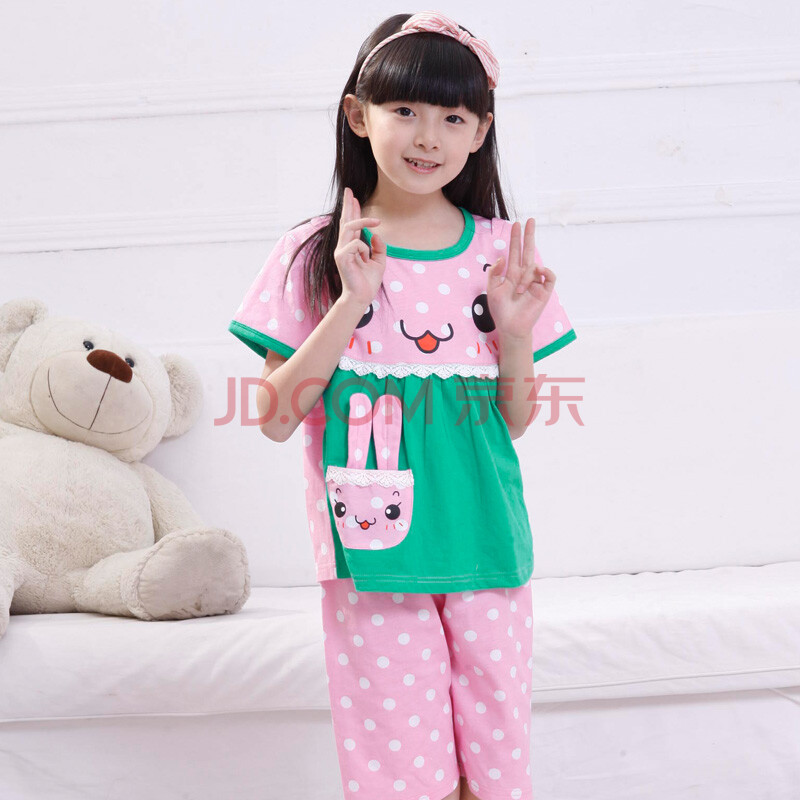 慧童年 夏季新款可爱兔子耳朵<em>女孩儿童睡衣</em> 时