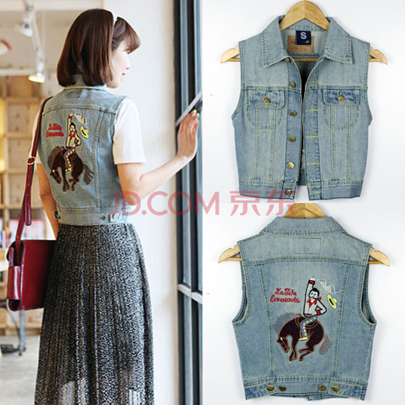 2014赛斯休闲<em>牛仔马甲女韩版</em>修身牛仔短外套